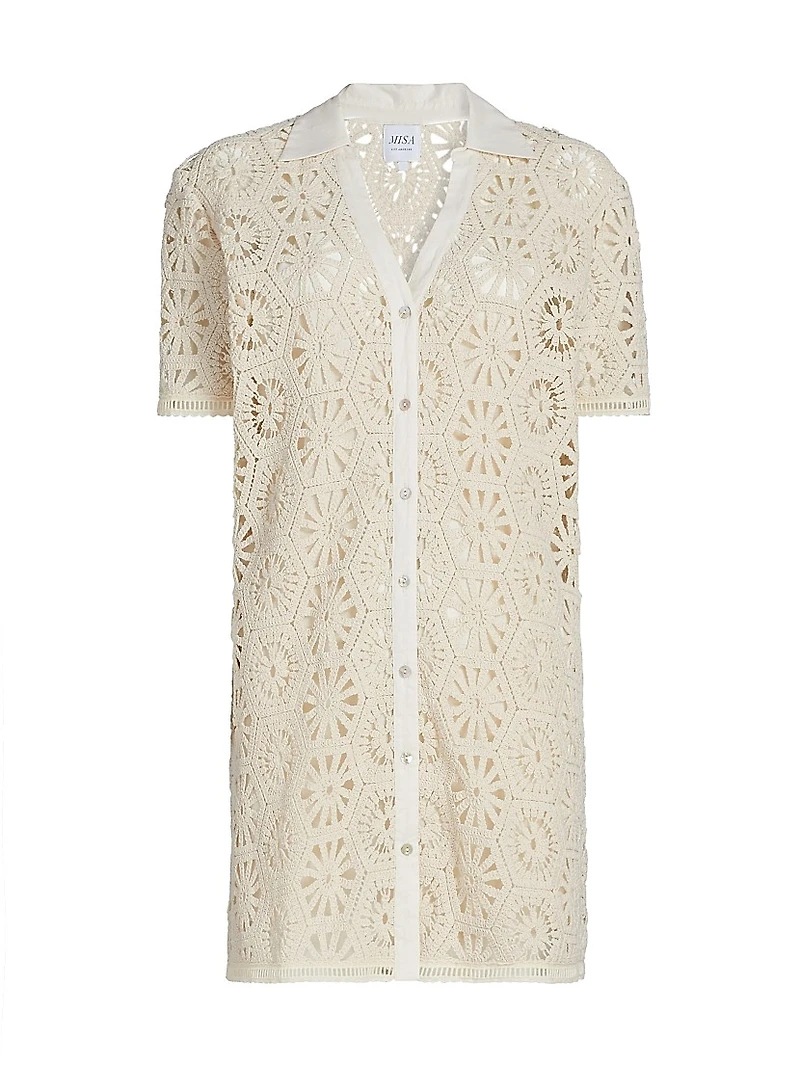 Carmel Crochet Cotton Shirtdress