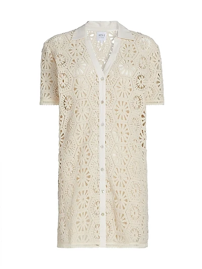 Carmel Crochet Cotton Shirtdress