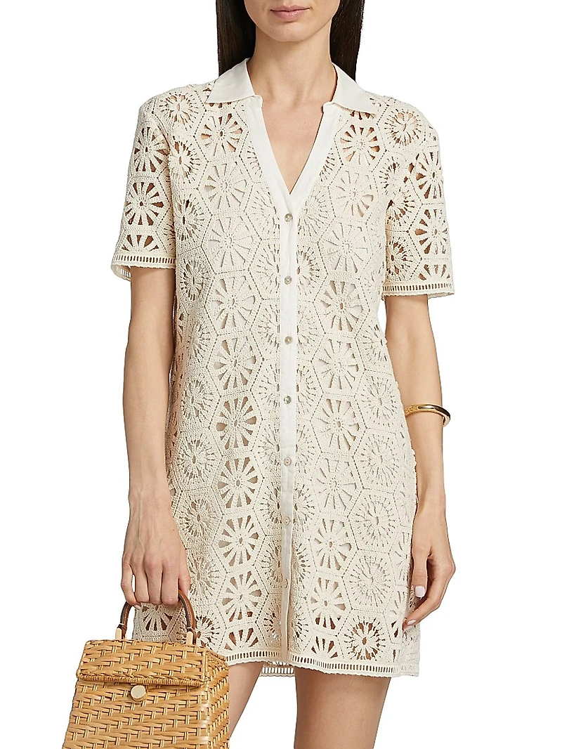 Carmel Crochet Cotton Shirtdress