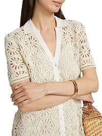 Carmel Crochet Cotton Shirtdress