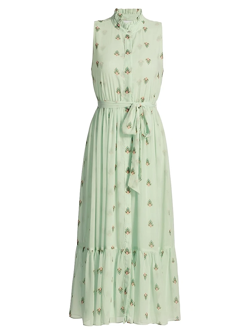 Thebez Printed Chiffon Sleeveless Midi-Dress