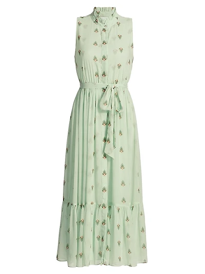 Thebez Printed Chiffon Sleeveless Midi-Dress