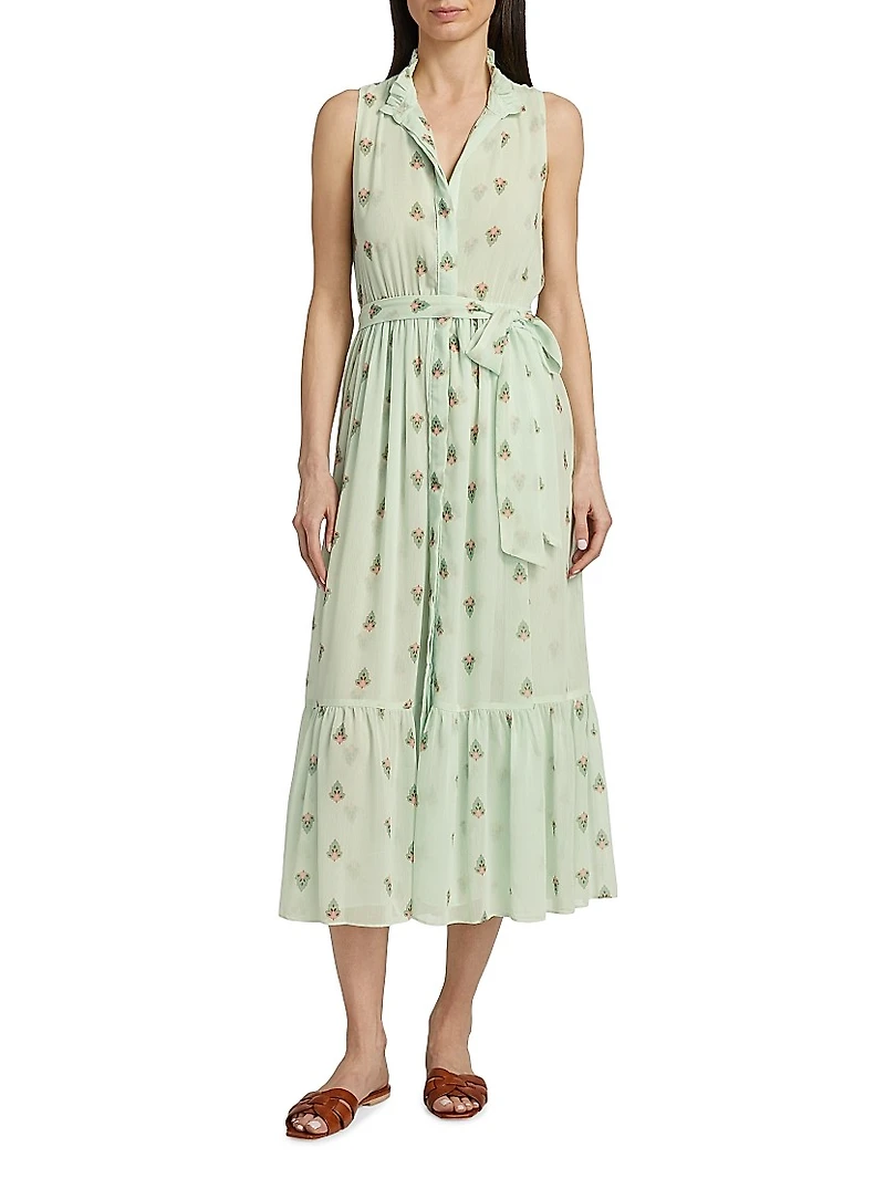 Thebez Printed Chiffon Sleeveless Midi-Dress