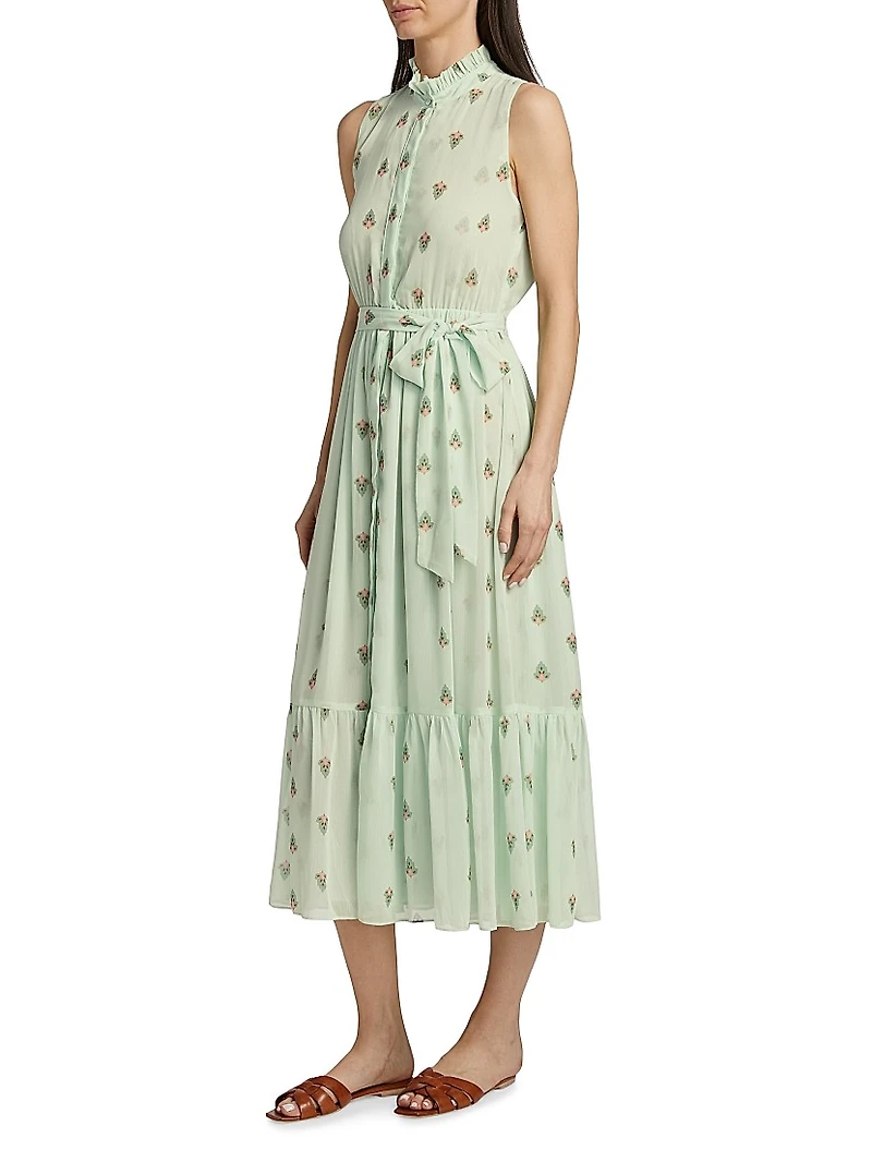 Thebez Printed Chiffon Sleeveless Midi-Dress