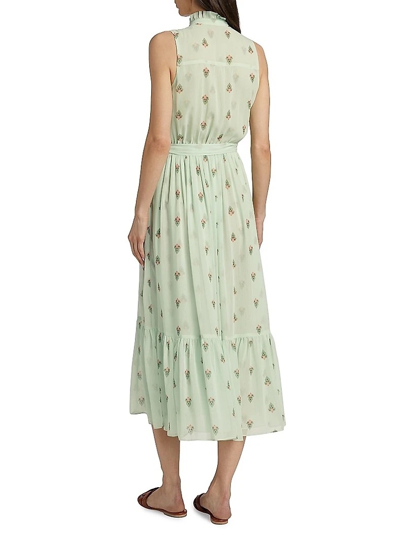 Thebez Printed Chiffon Sleeveless Midi-Dress