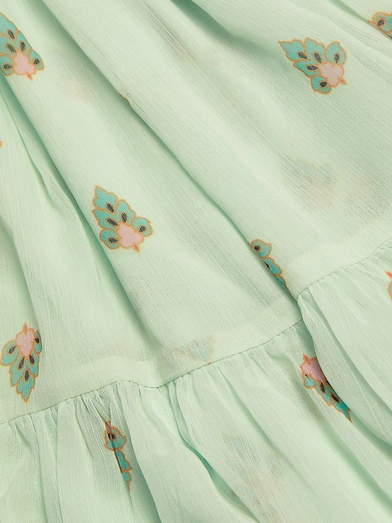 Thebez Printed Chiffon Sleeveless Midi-Dress