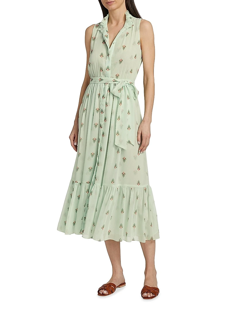 Thebez Printed Chiffon Sleeveless Midi-Dress