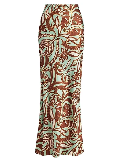 Sierra Printed Satin Maxi Skirt