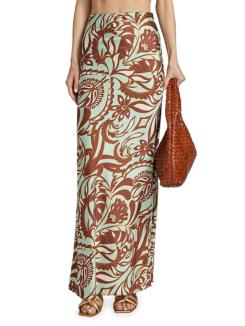 Sierra Printed Satin Maxi Skirt