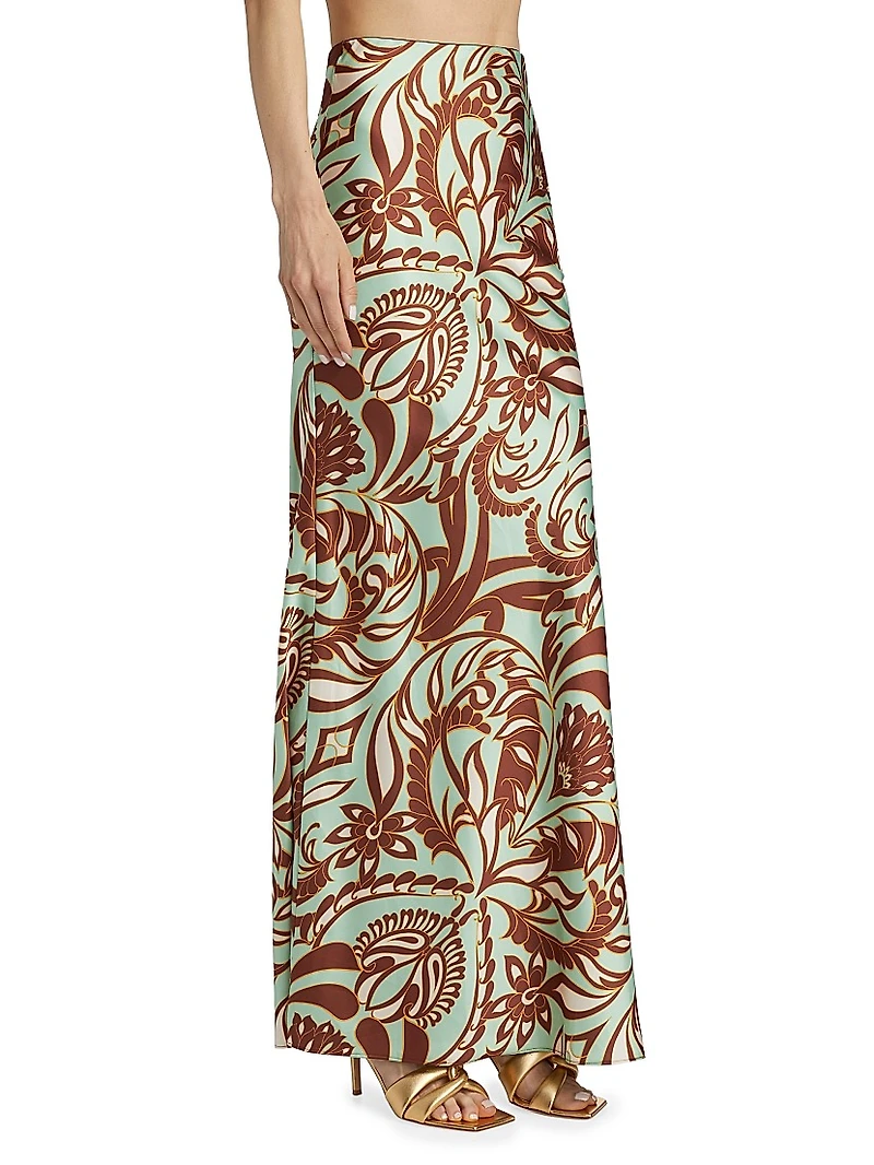 Sierra Printed Satin Maxi Skirt