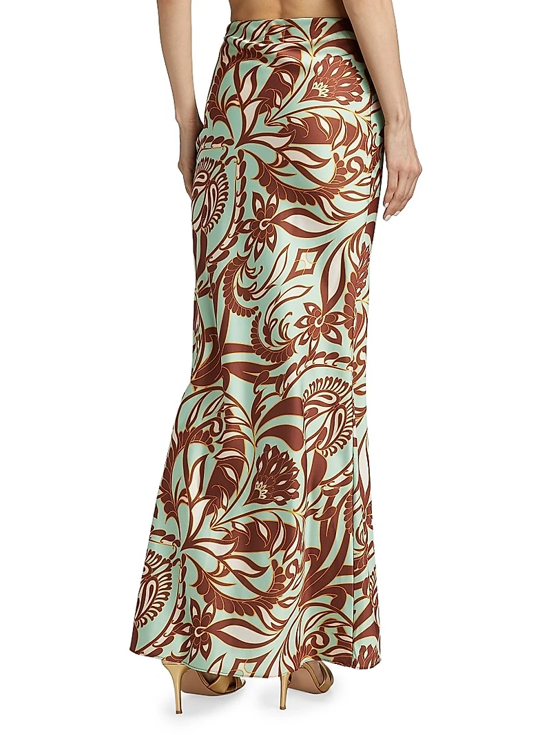 Sierra Printed Satin Maxi Skirt