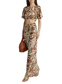 Sierra Printed Satin Maxi Skirt
