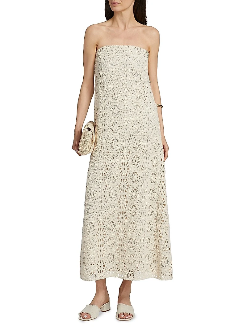 Lucine Bandeau Cotton Maxi Dress