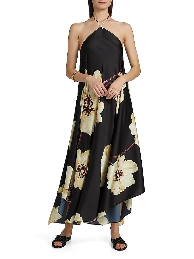 Raban Floral Satin Maxi Dress