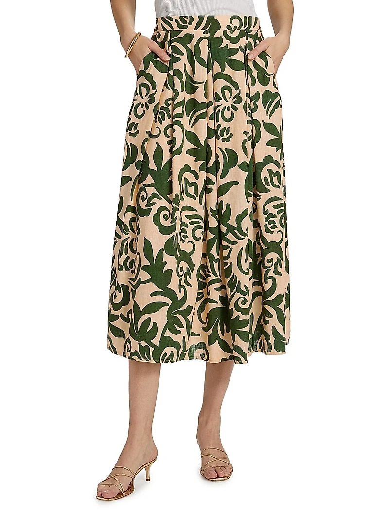 Aggie Printed Midi-Skirt