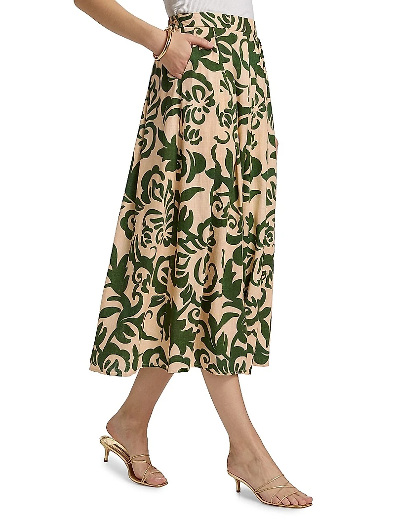 Aggie Printed Midi-Skirt