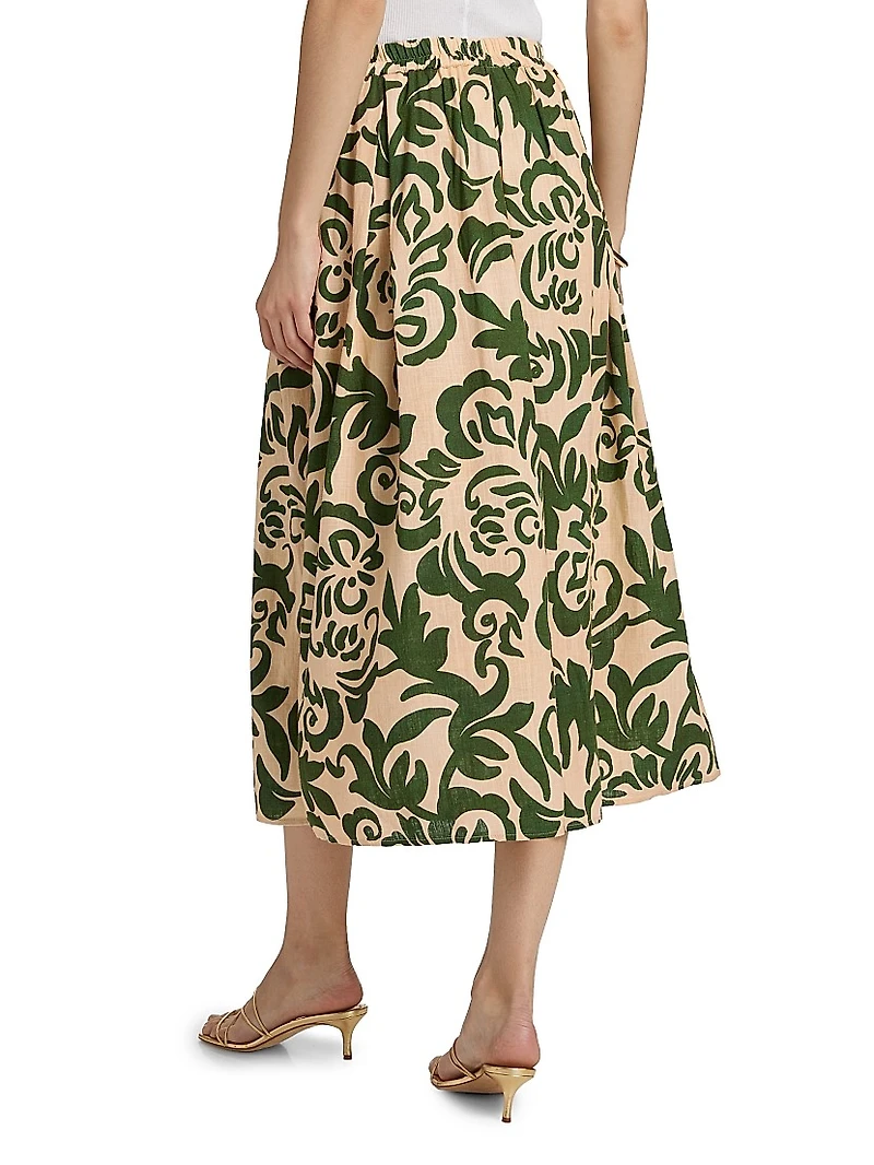 Aggie Printed Midi-Skirt