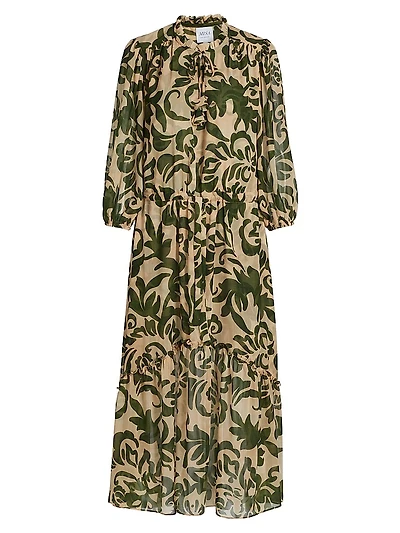 Olivia Printed Chiffon Midi-Dress