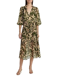 Olivia Printed Chiffon Midi-Dress