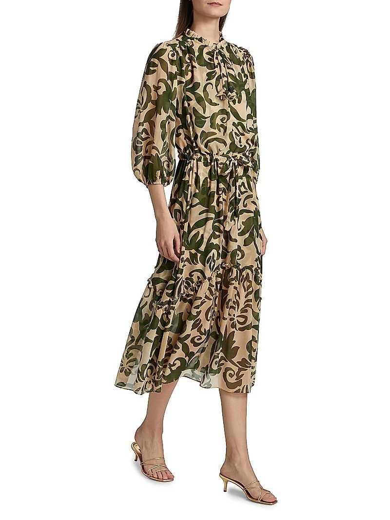 Olivia Printed Chiffon Midi-Dress
