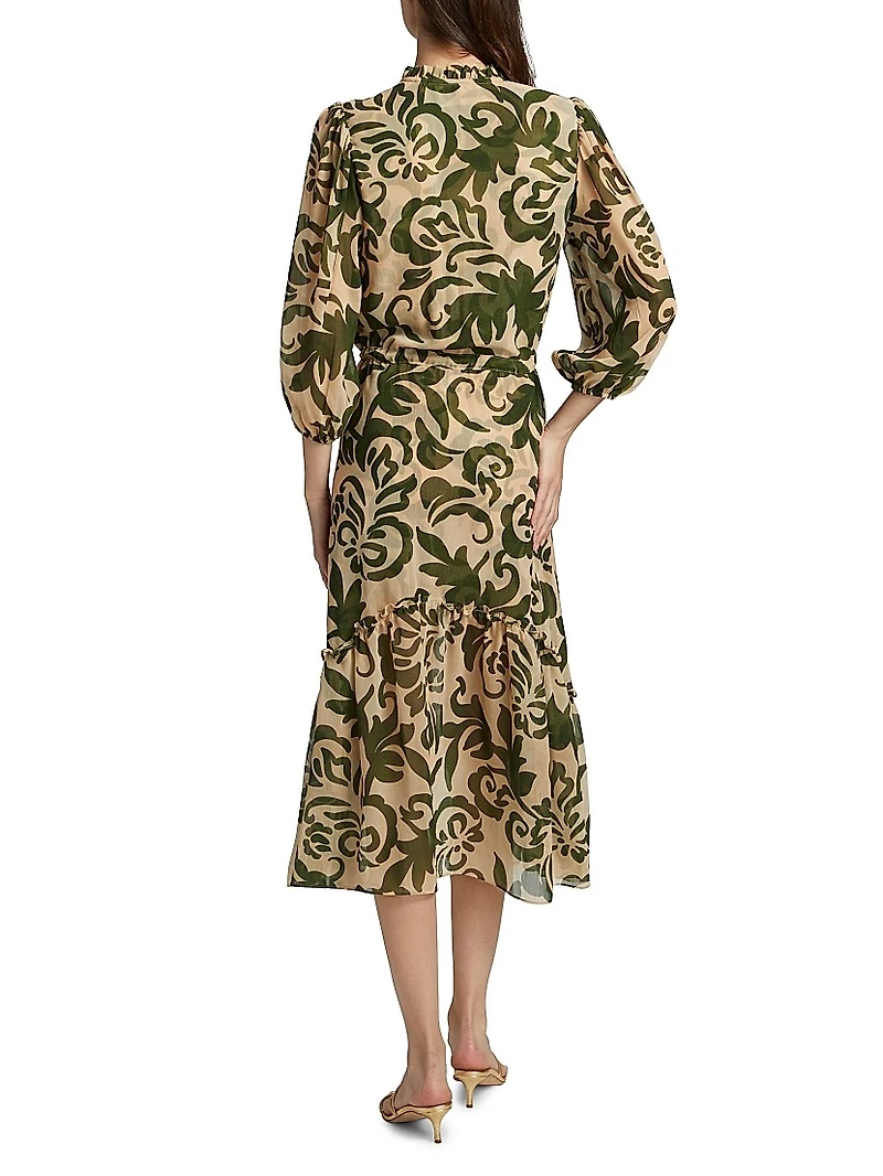 Olivia Printed Chiffon Midi-Dress