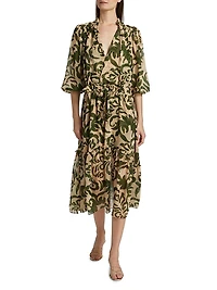 Olivia Printed Chiffon Midi-Dress