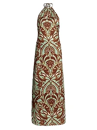 Samantha Printed Satin Halterneck Maxi Dress