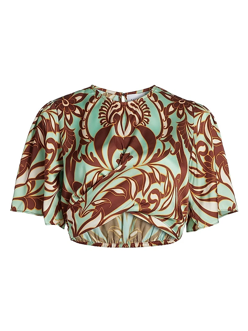 Roni Paisley Satin Crop Top