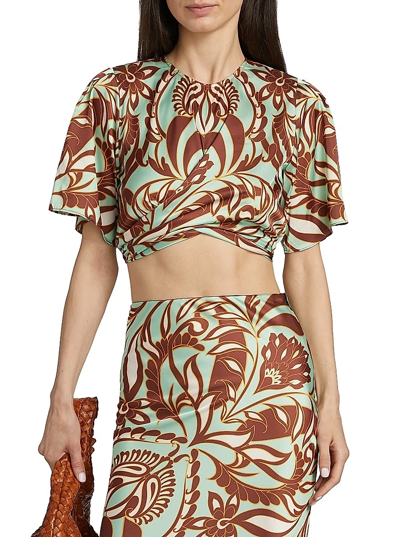 Roni Paisley Satin Crop Top