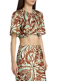 Roni Paisley Satin Crop Top