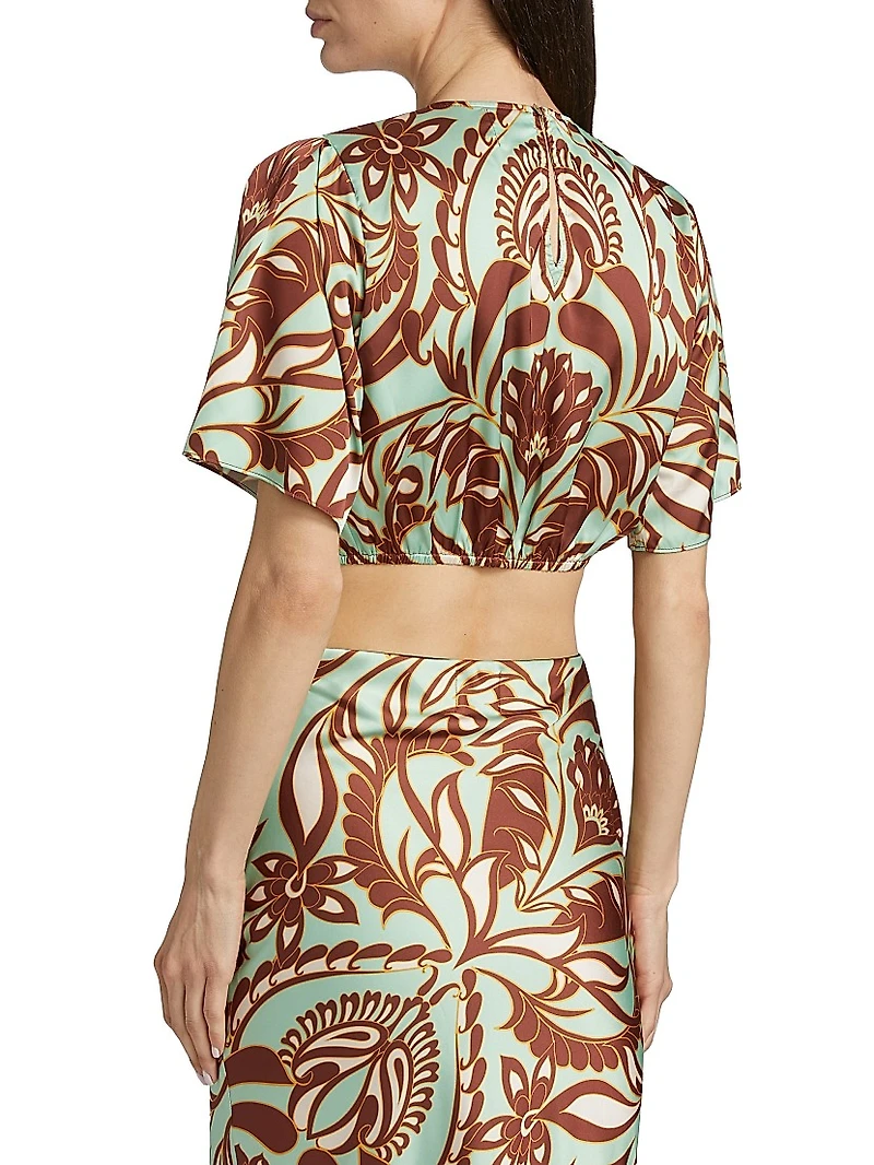 Roni Paisley Satin Crop Top