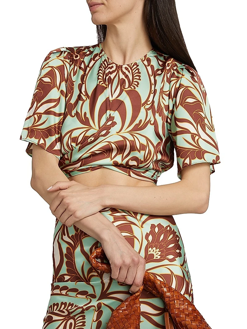 Roni Paisley Satin Crop Top