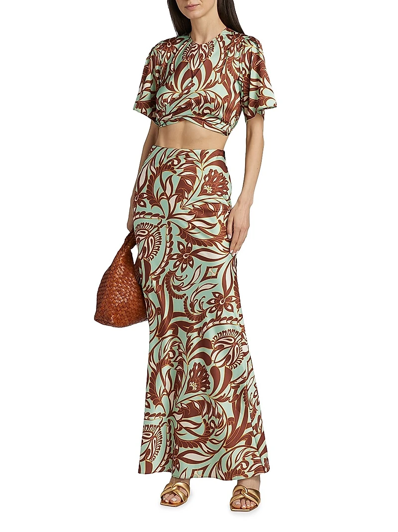 Roni Paisley Satin Crop Top