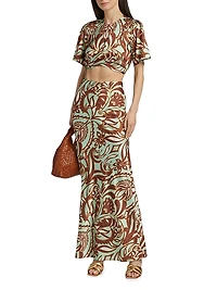 Roni Paisley Satin Crop Top