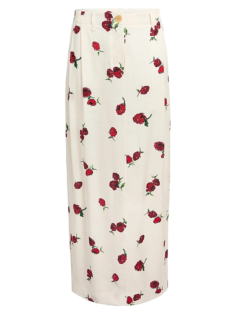 Lucian Silk Raspberry Print Maxi Skirt