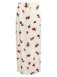 Lucian Silk Raspberry Print Maxi Skirt
