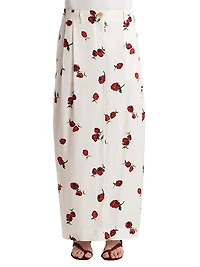 Lucian Silk Raspberry Print Maxi Skirt