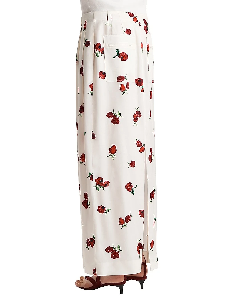 Lucian Silk Raspberry Print Maxi Skirt