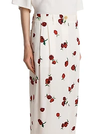Lucian Silk Raspberry Print Maxi Skirt