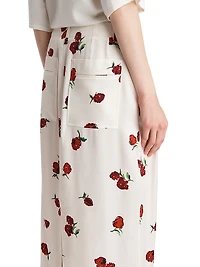 Lucian Silk Raspberry Print Maxi Skirt
