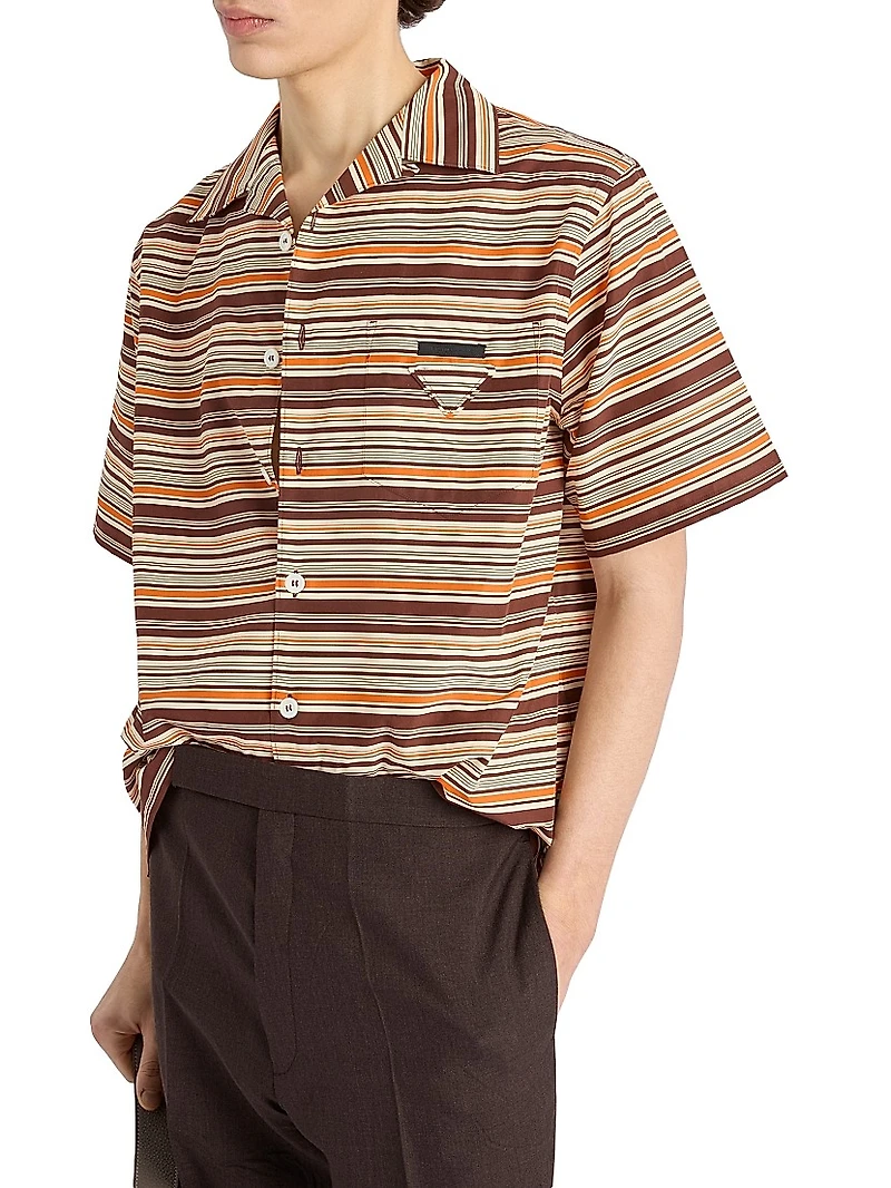 Striped Cotton Bowling Shirt