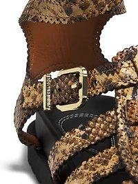 Goldie Snake-Embossed Leather Gladiator Sandals