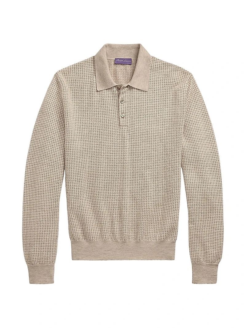 Houndstooth Cashmere Polo Sweater