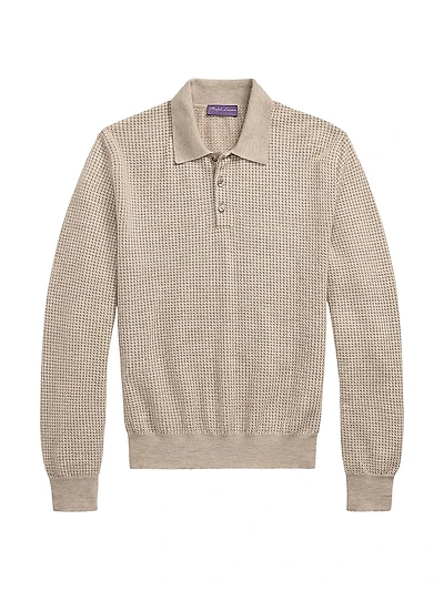 Houndstooth Cashmere Polo Sweater