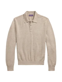 Houndstooth Cashmere Polo Sweater