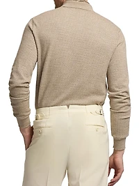 Houndstooth Cashmere Polo Sweater