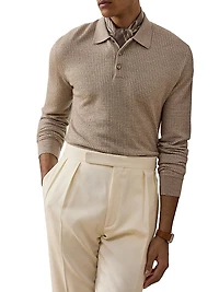 Houndstooth Cashmere Polo Sweater