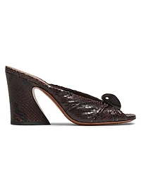 Gleam Snake-Embossed Leather 85MM Mules