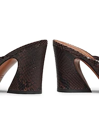 Gleam Snake-Embossed Leather 85MM Mules