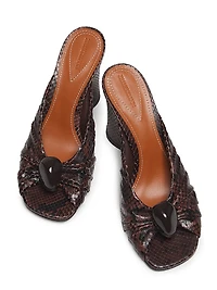 Gleam Snake-Embossed Leather 85MM Mules